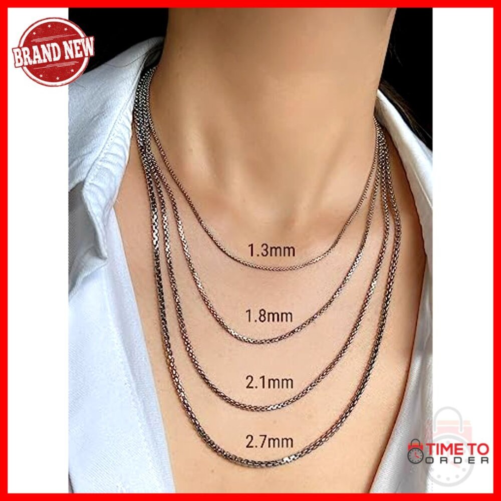 14K Gold Round Box Chain Necklace, Lobster Clasp, 1.3mm-3.4mm, 16-24 Inch - Picture 3 of 7